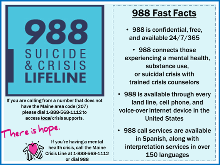 Suicide & Crisis Lifeline: Call 988 Confidential, Free, and Available 24/7/365
