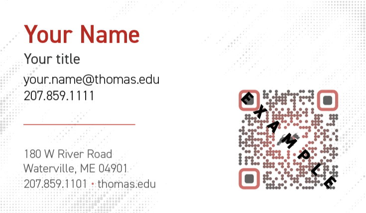 Example of new Thomas College Athletics business card - back side