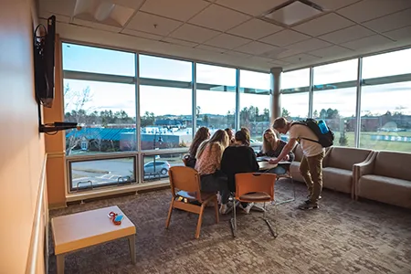 Hinman Hall Lobby: Thomas College Residence Hall Damage