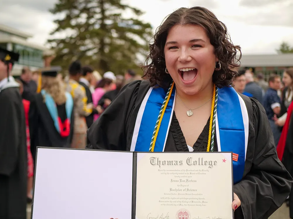 Jenna Rae Fecteau receives her Bachelor of Science degree from Thomas College