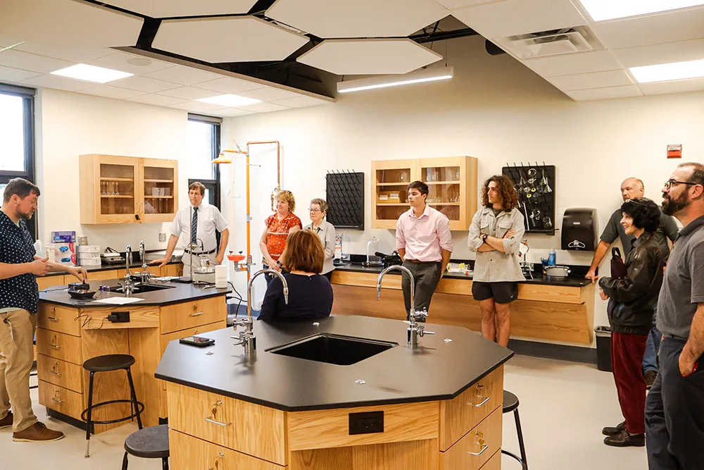 Josh Havelin teaching in the chemistry lab