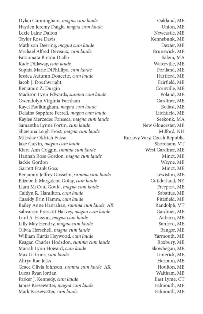 2023 Commencement Program Conferred Degrees Page 2