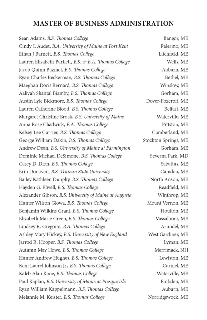 2023 Commencement Program Conferred Degrees Page 5