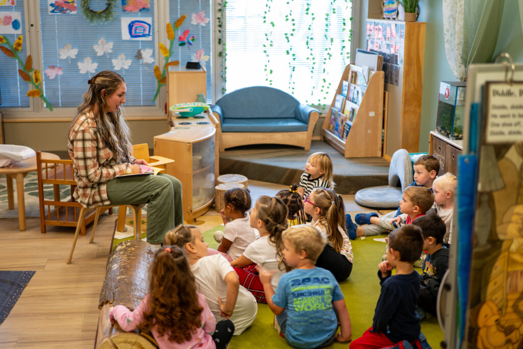 Thomas College education student Brittney Cayford teaching her students at Educare Central Maine