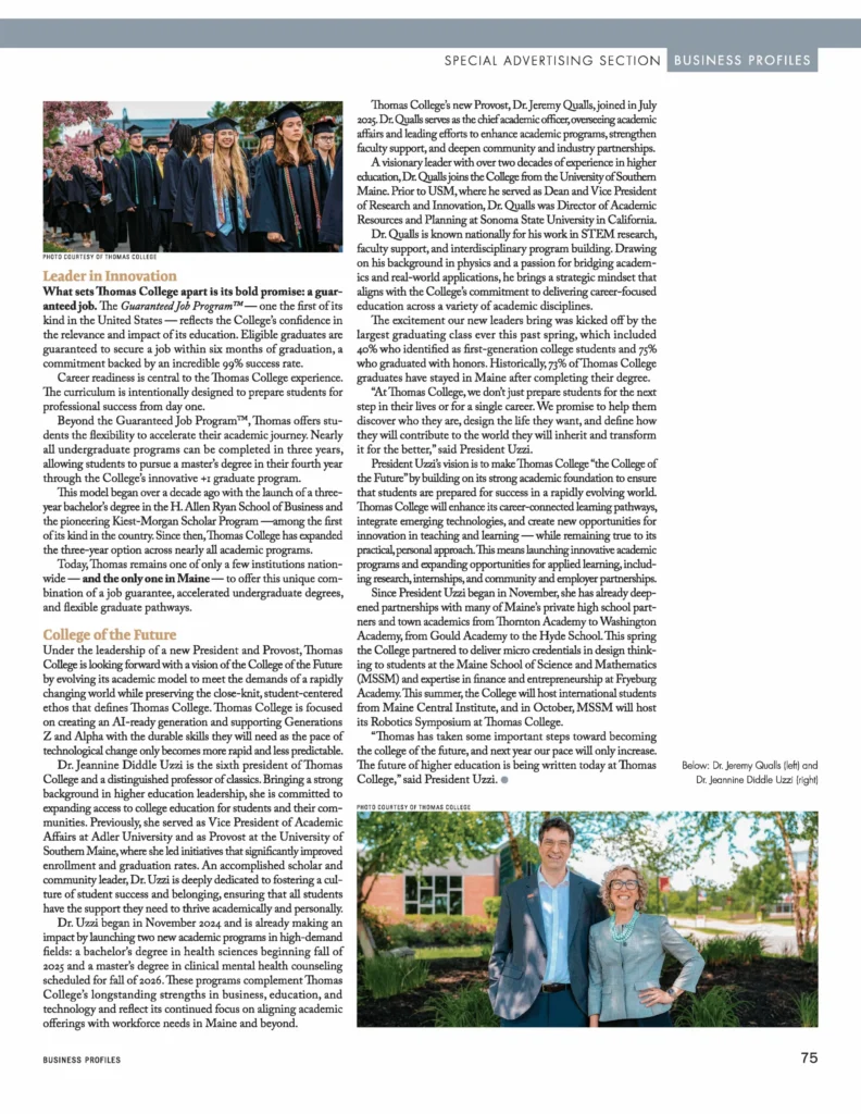 Mainebiz Magazine Thomas College Factbook Profile Page 2