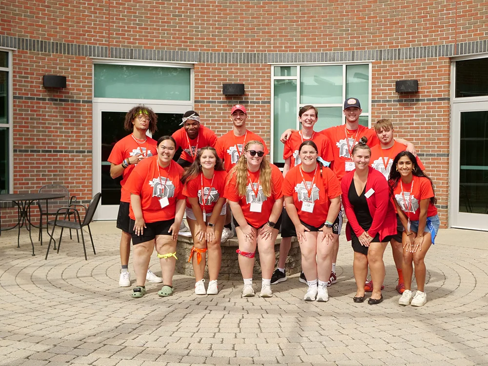 First year experience coordinator Sammy Grimaldi with Thomas College orientation leaders