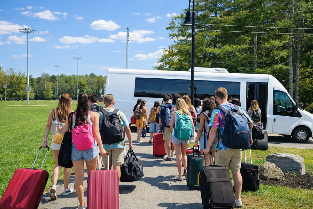 Thomas College Break Shuttle Bus AI generated from a Thomas College authored photo
