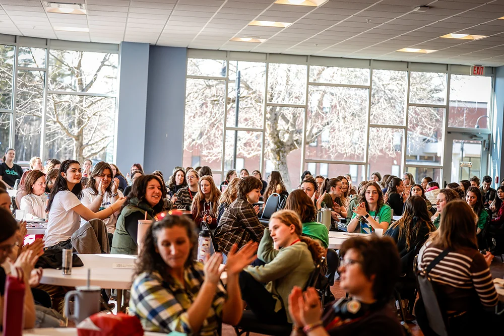 Girls in Science 2026 attendees in the Summit Room at Thomas College