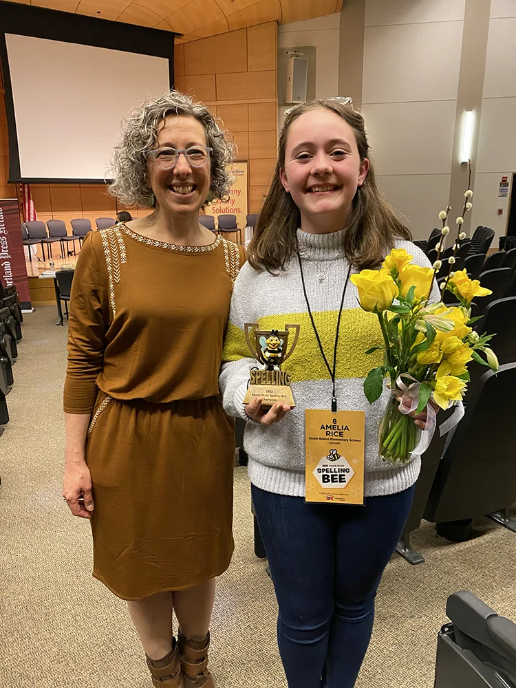 Jeannine with spelling bee winner