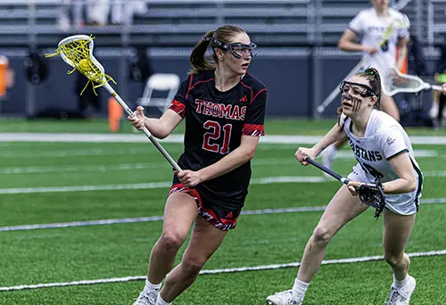 Women's lacrosse at Thomas College photographed by alum Mark Bouvier