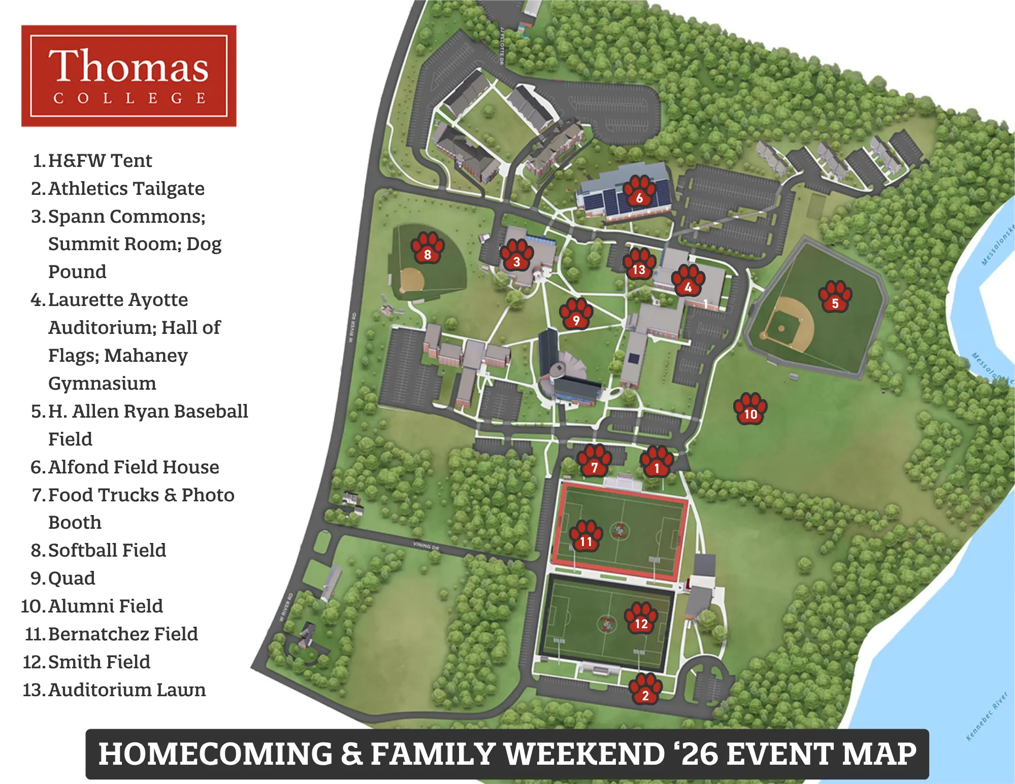 Homecoming & Family Weekend Event & Food Locations